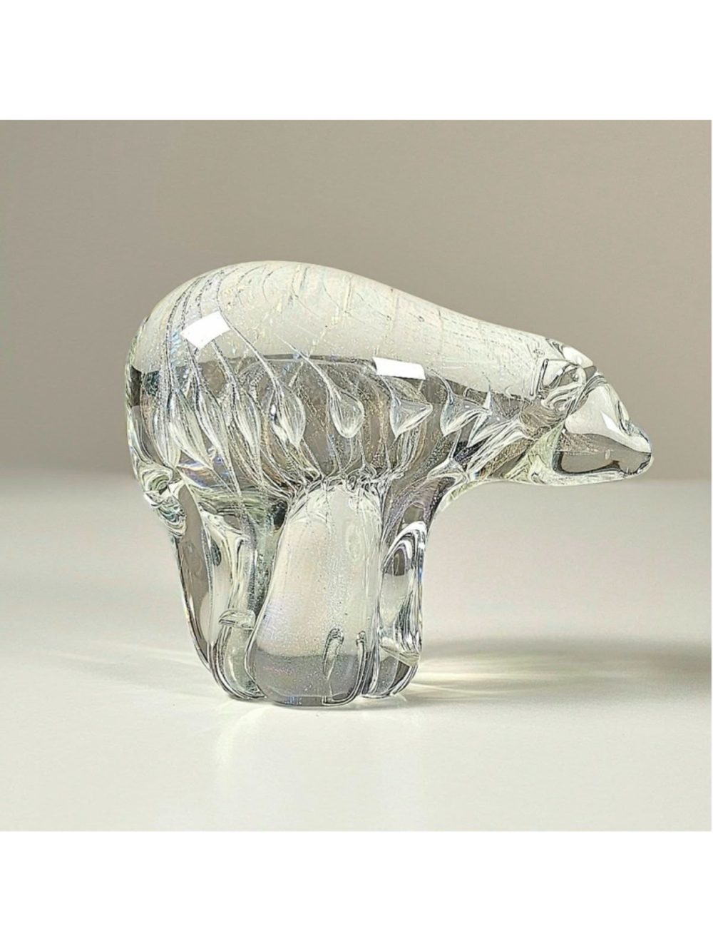 Daniel Vargas Signed Art Glass Polar Bear Sculpture Canada Vintage Ice Figurine